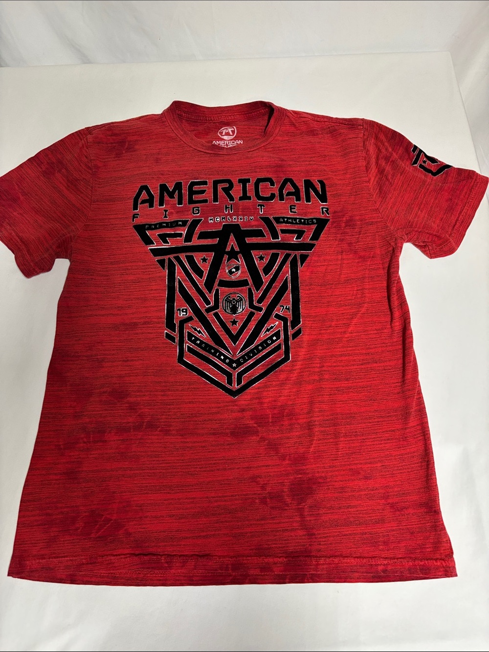 American Fighter Youth XL 16 Red Graphic T Shirt Front Back Sleeve MMA Style